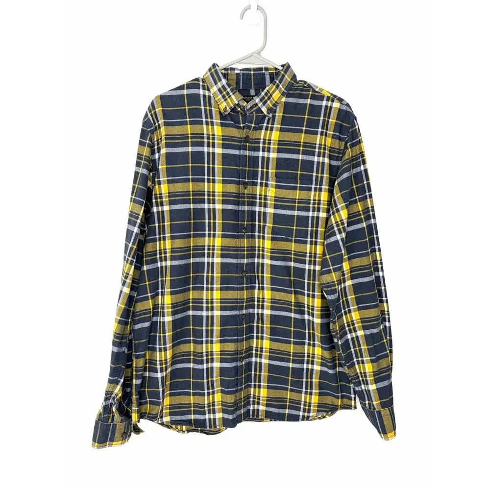 Banana Republic Ultra-Soft Flannel Button Down Shirt Men's Sz L Tall Untucked